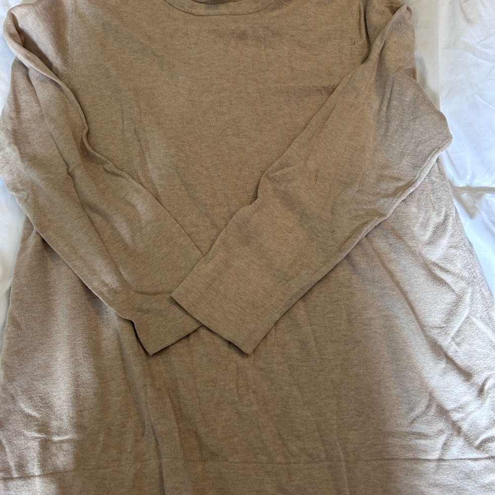 J. Jill Tan Crew Neck Sweater Smooth Knit